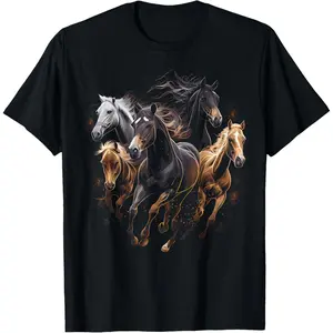 Horses Collage Graphic Tee for Men Women Boys and Girls Horse Enthusiast Apparel