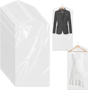100 Pack Plastic Dry Cleaning Bags 23.6x35.4 Inch Garment Bags for Hanging Clothes Clear Dry Cleaner Covers Transparent Dust-Proof Clothing Covers for Suits Coats Uniforms Laundrette