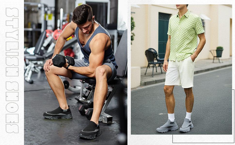 New Men's Lightweight Socks Breathable Comfortable Sports Leisure Shoes in Blue Knit Design Closed Trainer Sneaker Runner Training Running Athletic Boy Footwear Casual