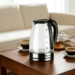 1.8L Electric Glass Kettle,Electric Kettle with Glass Carafe for Tea and Coffee, BPA-Free, Fast Boiling, Auto Shut-Off, 1.8 Liter, 1200W, Black