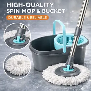 High - Quality Spin Mop with Bucket Set with 2 Microfiber Mop Heads
