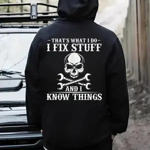 That’s What I Do I Fix Stuff And I Know Things Hoodie T-shirt Sweatshirt– Skull And Crossed Wrenches Mechanic T Shirt, Funny Blue Collar Dad Sweatshirt