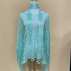 2pcs set of spring and summer knitted hollow pullover shawls for various wear beach towel scarf and shawl combination for decoration and outer wear