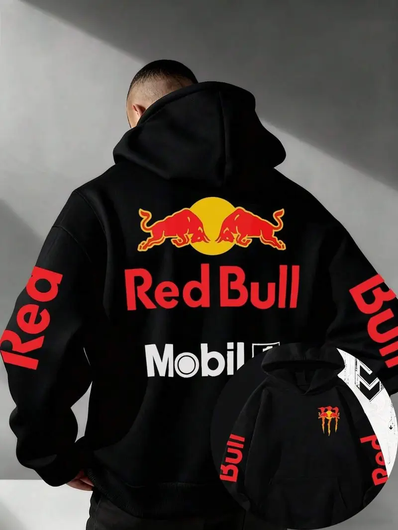 Red Bull Logo And Racing Suit Print Apparel - Double-Sided Printed Hoodie