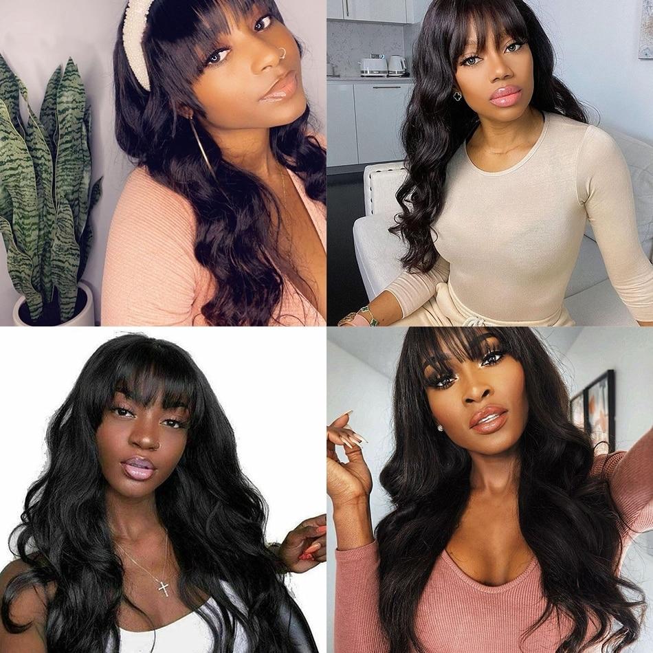 West Kiss Glueless Wig With Bangs Body Wave 5x5 Lace Closure Wig Human Hair Ready To Go Wig