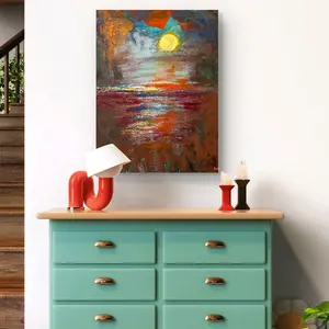 Sunset 16x20 Abstract Art Acrylic Painting for Modern Home Decor