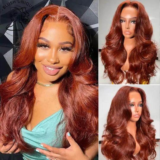 Bling Hair 13x6/13x4 Reddish Brown Body Wave Lace Frontal Wig Human Hair 180% Density 33# Pre-cut 9x6/7x5 Body Wave Lace Closure Wigs Human Hair For Woman