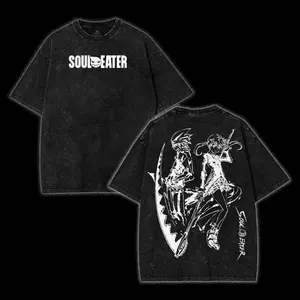 Soul Eater Inspired Anime Tee, Soul & Maka Unique Y2K Style Vintage Unisex Heavy Cotton Tee, Gift for Anime Fans, Comfort Cotton Fabric Top Womenswear Fit