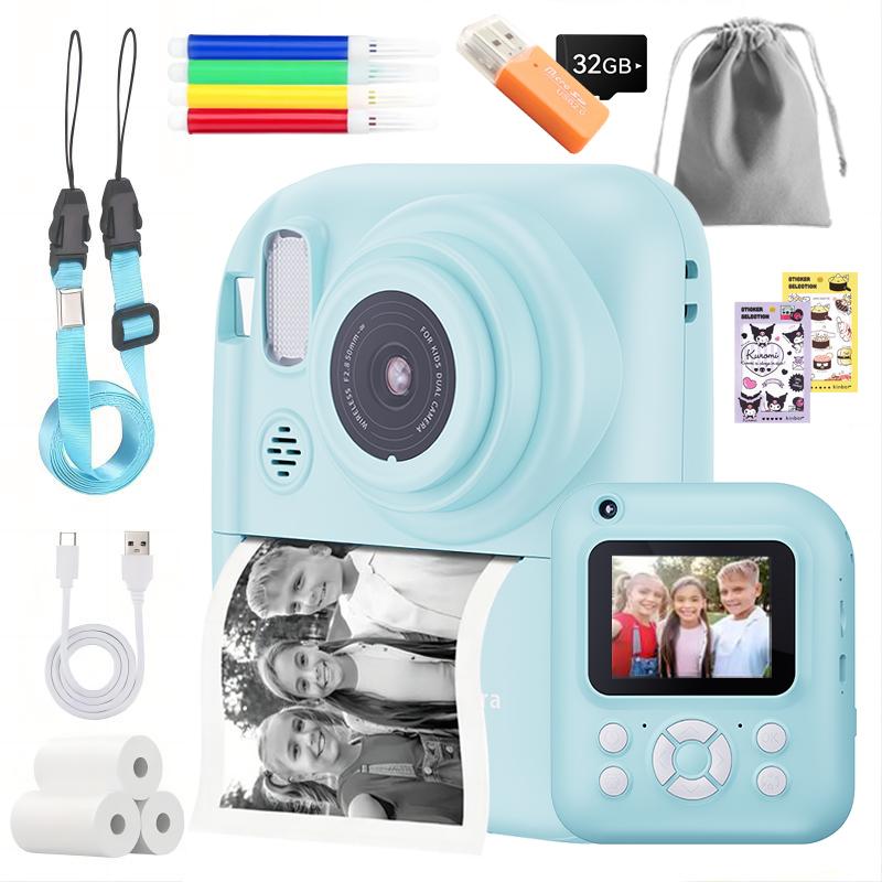 W&O Instant Print Camera , Birthday Gifts Girls Boys Age 3-12, HD Digital Video Cameras Toddler, Portable Toy 3 4 5 6 7 8 9 10 Year Old Girls Boys Mini Photo Booth