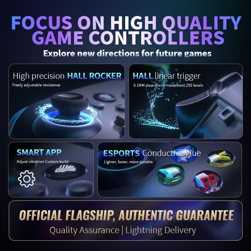 YUYIU Dawn Breaker No Stick Drift Wireless Pro Controller(Not ForXBox)  For PC Switch Steam with Hall Effect Sticks Linear Triggers Dual Vibration 6 Axis Gyro RGB Macro Buttons