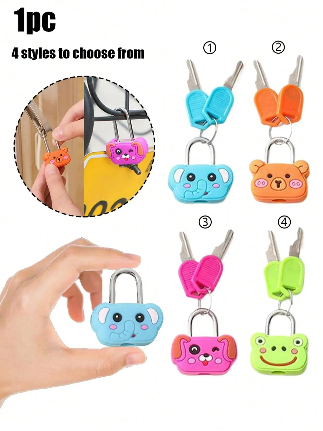 Cute Cartoon Animal Padlocks with Keys, Secure Lock - 4 Styles Available. Portable travel luggage locks Anti Theft Design Lockable suitable for suitcases, backpacks. Durable metal construction for travelers and outdoor enthusiasts