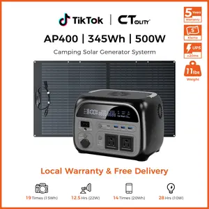 [SpringGlowUp][Camping Essentials 2026/Camping Gear]Ctolity 500W 345wh Portable Power Station 100W ETFE Solar Panel 23.7% Efficiency Solar Generator LiFePO4 Battery for Camping Outdoor