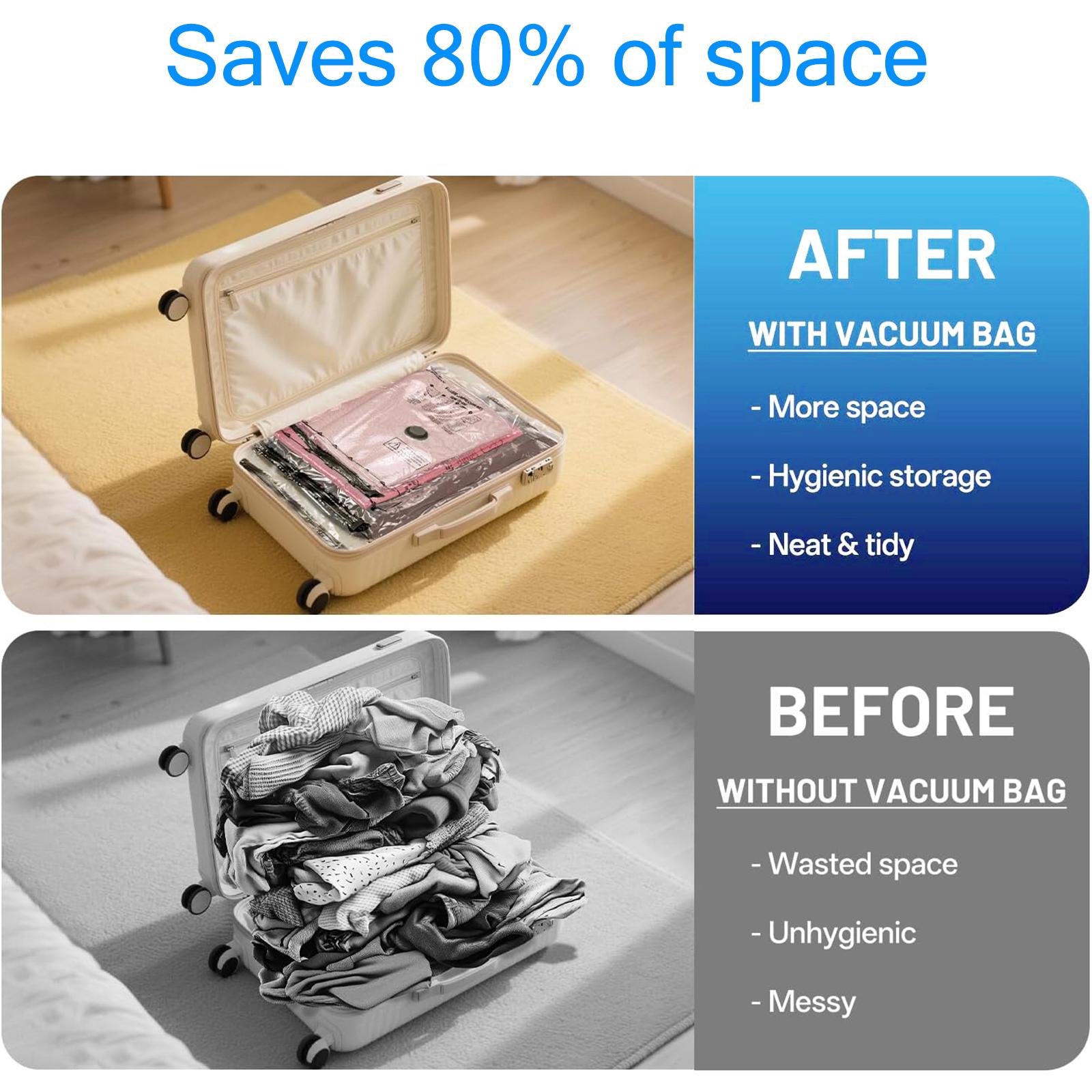 Cordless Electric Pump Vacuum Compression Zip Bags Set, Travel Storage Carry-On Luggage Packing Organizer Kit