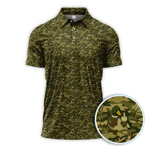 Wild Mallard Duck Throw Vibes Camo Pattern Men's Bogey Bros Golf Ball Polo Shirt Masters Golf Tennis Polo Tops Masters Tournament Shirt 2026 GPA Championship Performance Outdoors Sport Shirt, Ideal Gift for Hunting Season Dad Golfers
