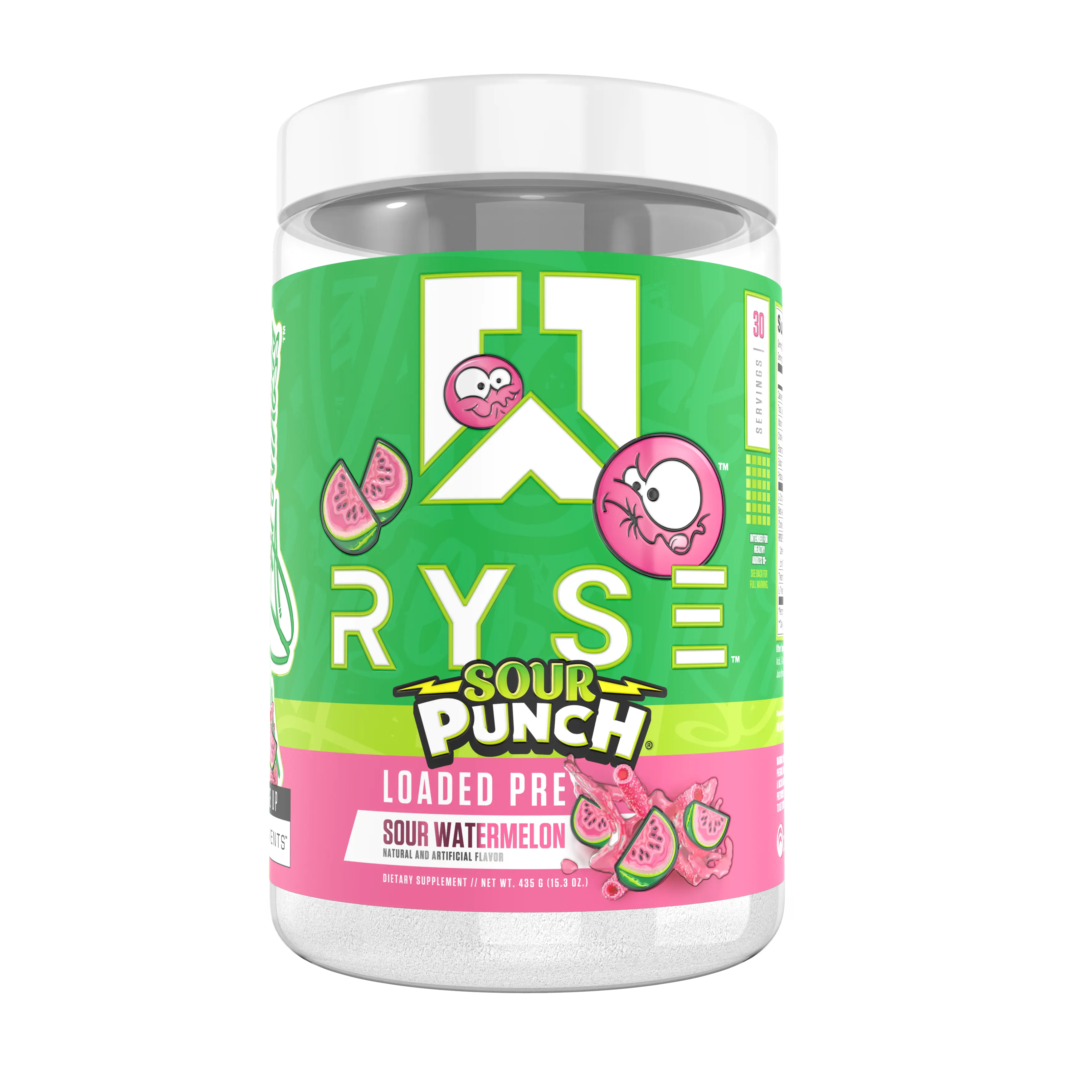 Ryse Supps Loaded Pre-Workout Powder - High-Potency Concentrated Sour Punch Formula, 4.5g Clinically Tested Adults' Fitness Booster, Muscle Support Dietary Supplement with Transparent Labeling, Energy Boost