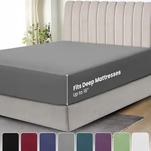 Lux Decor Solid Color Fitted Sheet - Upto 16 Inches Deep Pocket Ultra Soft Brushed Microfiber Bedding Mattress Cover - Shrinkage and Fade Resistant- Microfiber Sheet Set - Microfiber Bed Sheets- Breathable Durable Sheets -Breathable Sheets