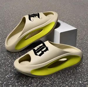 Men’s Spring EVA Closed-Toe Massage Slides – Lightweight Thick Cushion Sole, Shock-Absorbing, Non-Slip Indoor Outdoor Slippers  Walking Shoes Footwear Black Boy