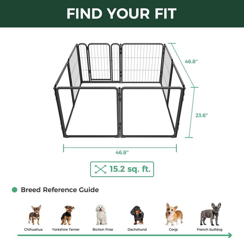 FXW Acrylic & Wire Mesh 8/10 Panels Indoor Dog Playpen for Puppy/Small/Medium/Large Dogs, 24/32inch|Patented