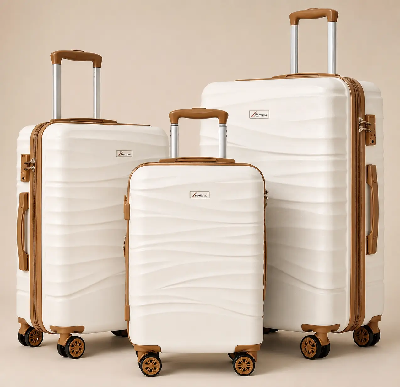 ROMSWI Luggage Set (3pcs/2pcs) Expandable PC+ABS Hardshell Suitcase Set with TSA Lock Dual Spinner Wheels & YKK Zipper