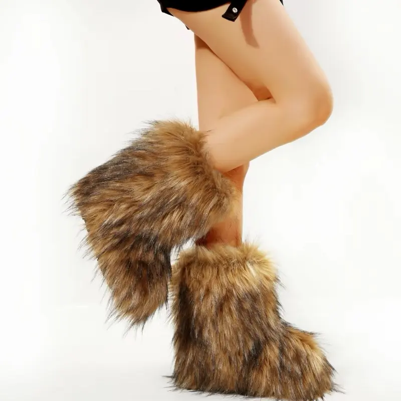Trendy winter boots for women: Cute spicy girl furry Shoes, warm mid-length boots with personalized style. Perfect for snow