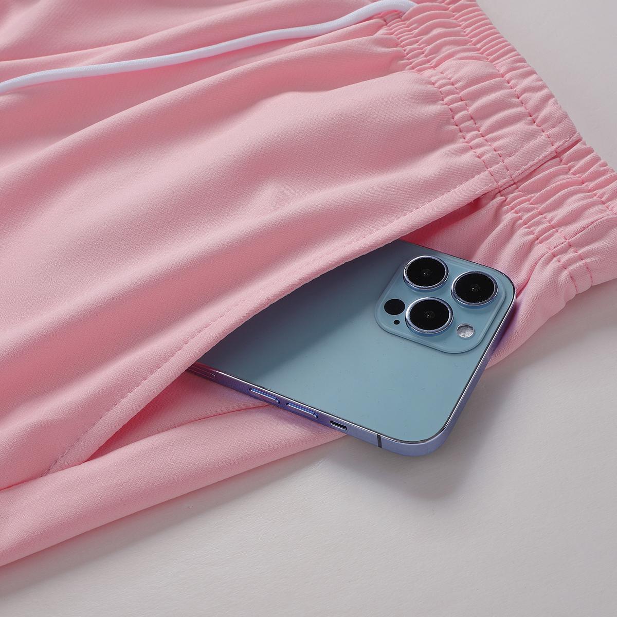 4-piece women's solid-color basic casual home pants, available in , soft and comfortable, trendy colors, basic style, with pocket design, waist drawstring, can be used as home wear, women's nightwear, for summer wear, suitable as a gift for women