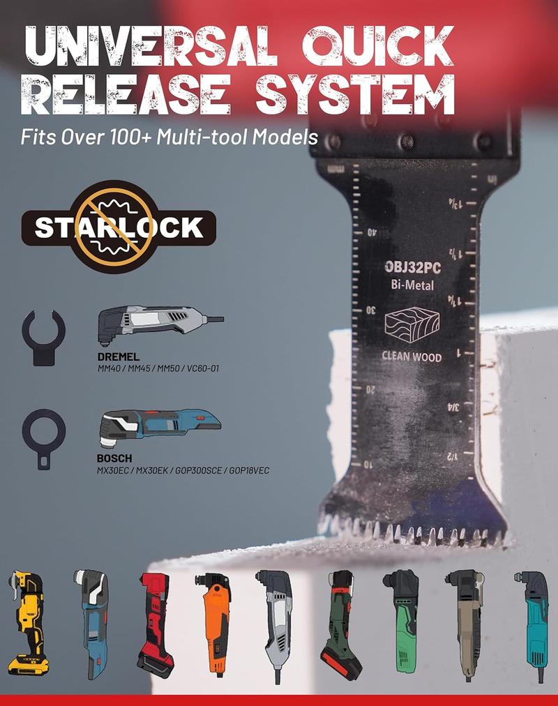 EZARC Bi-Metal Arc Edge Oscillating Tool Blade, Japanese Teeth Oscillating Saw Blades for Clean Cuts in Hard Wood & Plastic, Universal Fit Multitool Blades