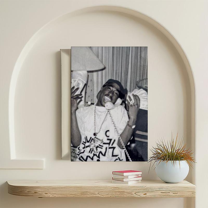 Tupac Shakur Street Photo, Hip Hop Legend Wall Decor, 90s Rap Icon Print, Black & White Urban Themed