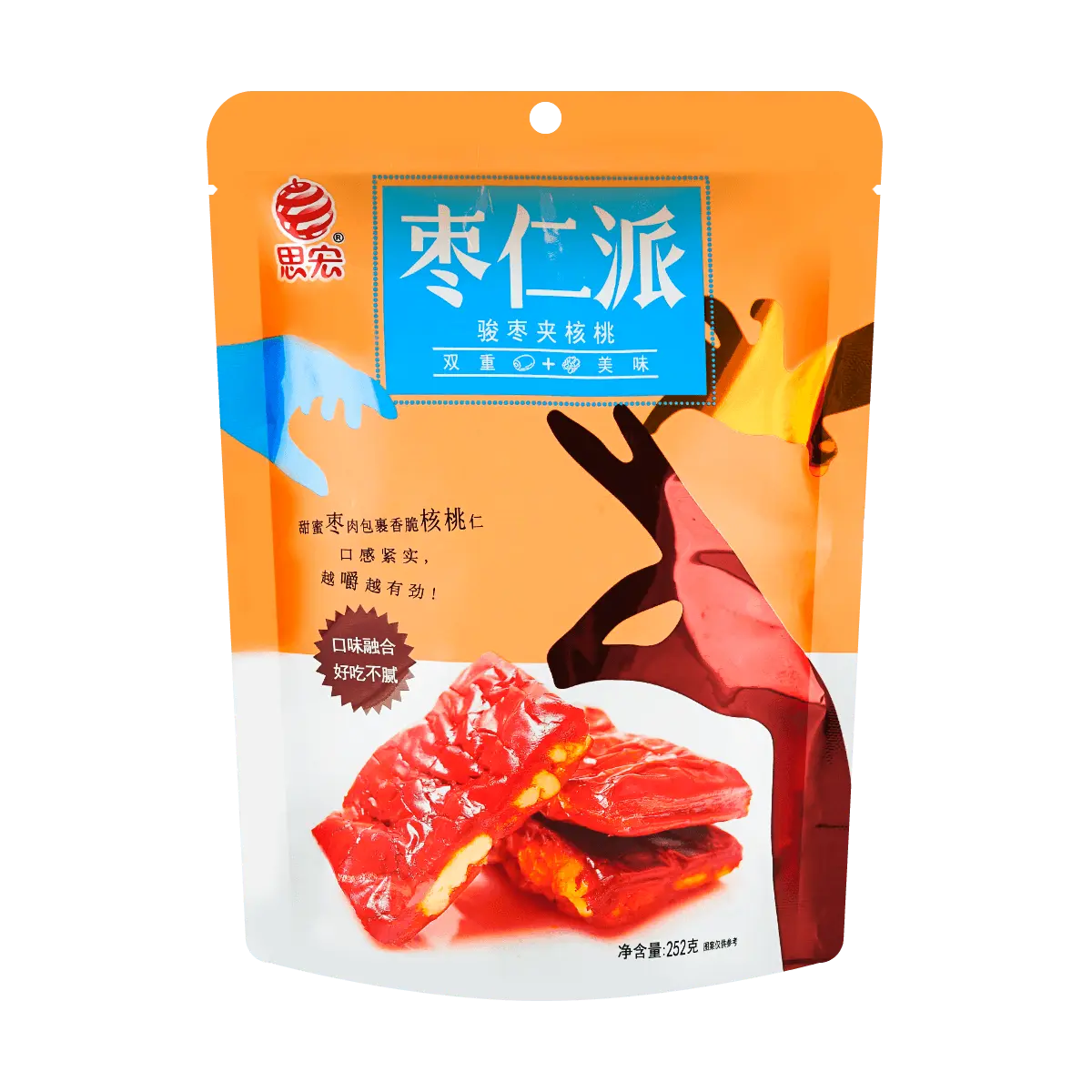 SIHONG Jujube Walnut Snacks 252g - Nutritious Energy Boost,  Specialty Dates Stuffed with Walnuts