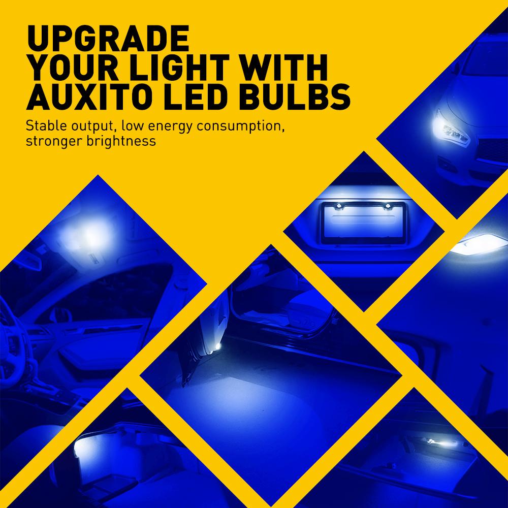 AUXITO 194 LED Bulb 6000K White 168 2825 W5W T10 Wedge 14-SMD Interior Car Bulbs Replacement for Dome Map Door Courtesy Trunk Parking License Plate Lights, 10 PCS