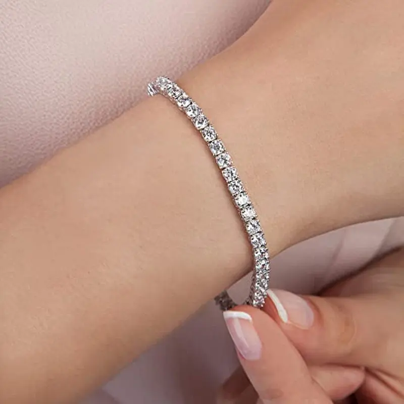 Unisex Hip‑Hop Zircon Row Bracelet Anklet Fashion Jewelry Gift For Men Women
