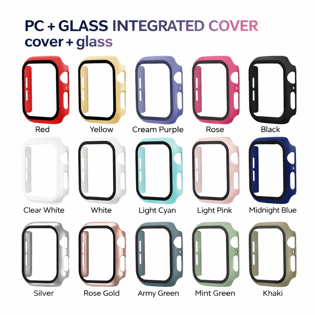 HISTORYOO Full Screen Protector Bumper Case For Apple Watch 11 10 9 8 7 6 5 4 3 SE 3 2 Ultra Series Hard PC cover built-in Screen Protective Ultra-Thin Tempered Glass Film 360 degree overall protection colorful Frame for  Watch 38 40 41 42 44 45 46 49mm