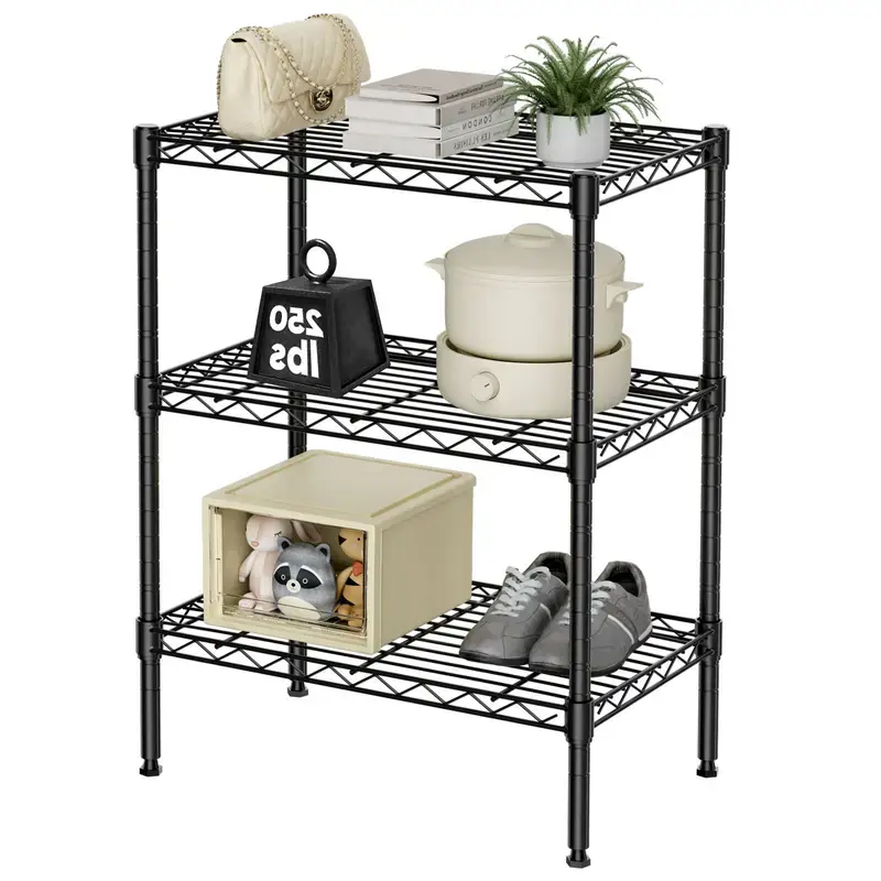 Sweetcrispy 4-Tier Durable Corrosion-Resistant Metal Steel Wire Storage Rack Unit - Adjustable Metal Shelf, Easy-Installation Kitchen Accessory, Maximizes Vertical Space, Multi-Tiered Organizer for Kitchen Pantry, Bathroom Upgrade