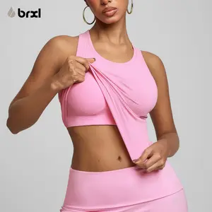 BRXL Womens Workout Racerback Tank Tops Seamless Athletic Sleeveless Yoga Shirts with Built in Bra Casual Gym