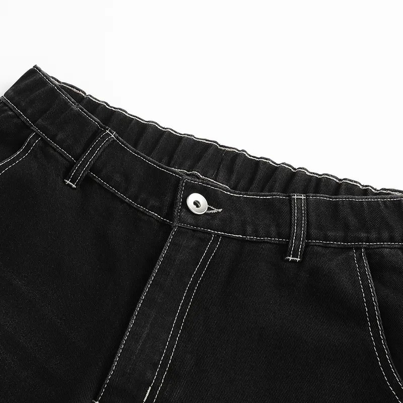 Menswear 3-Pack Men’s Washed Wide-Leg Jeans, Elastic Back Waist, Casual Stylish Loose Straight-Cut Retro Denim Trousers,Trouser