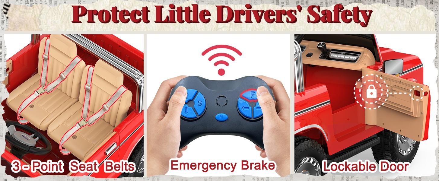 ANPABO Licensed Ford F-150 2 seat Kids Ride on Car 24V, 4 * 100W Motors, 3-Speeds, Soft Start, Large Storage Box, Music Player, Remote Control, Retro Style, Electric Car for Kids 3-8