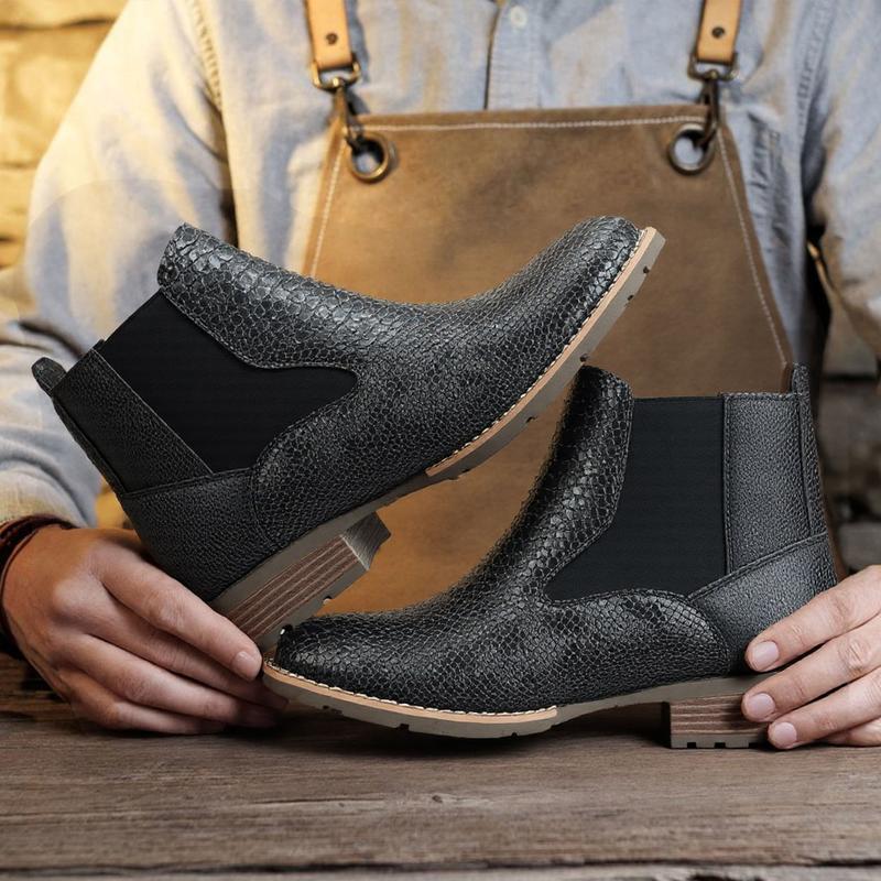 Men's Western Cowboy Boots, Square Toe Chelsea Boots And Bare Cowboy Boots, Men's Casual Retro Fashion Boots, Brown