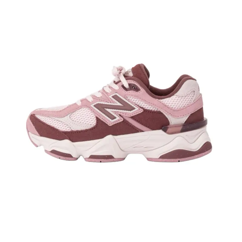 NEW BALANCE 9060 Women's Chunky Suede & Mesh Sneakers in Pink Granite & Washed Burgundy, Cushioned for Daily Wear, Casual Runner Shoes, Women's Shoes, Mesh Running Shoes
