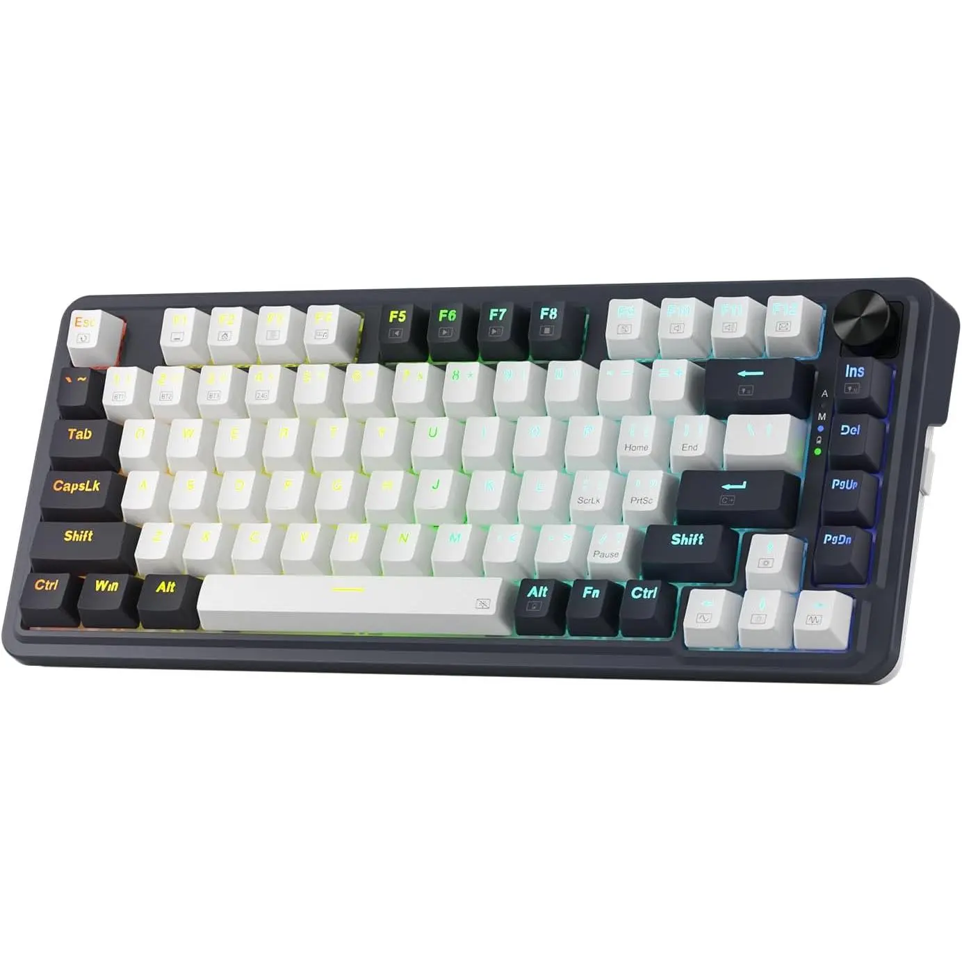Redragon K673 PRO 75% Wireless Gasket RGB Gaming Keyboard, 3-Modes 81 Keys Compact Mechanical Keyboard Hot-Swap Socket, Dedicated Knob Control and Sound Absorbing Pads, Linear Red Switch,back to school,back to school haul