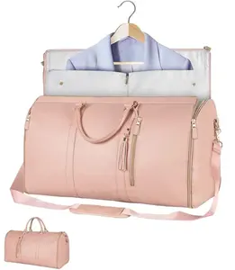Travel Duffle Bag with Garment & Shoe Compartment, 2 in 1 Hanging Suitcase Dress Suit Travel Bags, Waterproof Foldable Weekender for Men Women, Portable Carry-On Duffel, Suitable for Gym, Hospital, Holiday Travel
