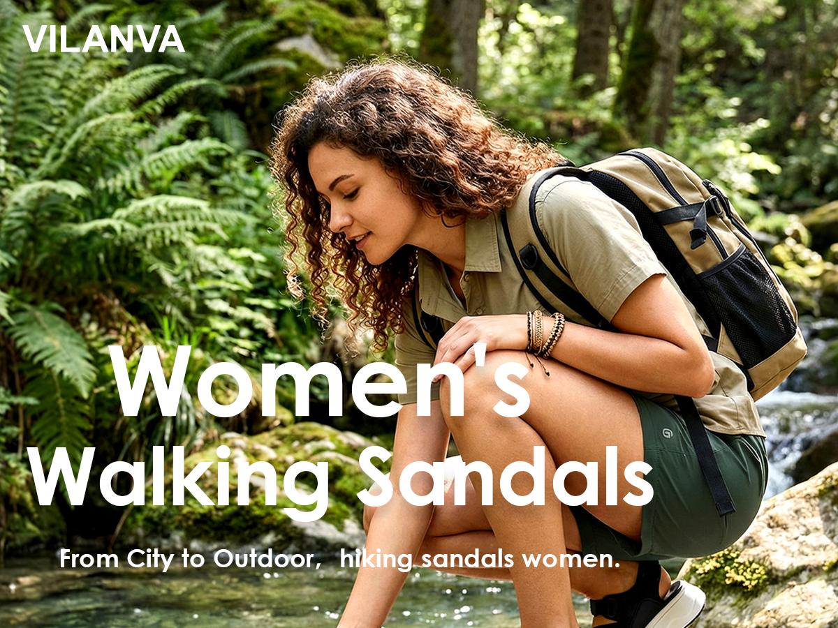 Vilanva Womens Orthopedic Walking Sandals with Comfortable Arch Support Recovery Sport Relief Plantar Fasciitis Outdoor Hiking Adjustable Strap Platform Cushion Hiking Water Sandals for 2026 Summer Trendy Outfits