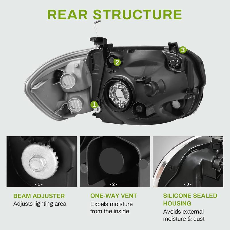 YITAMOTOR Headlight Assembly Compatible with 2005-2006 Tundra Double Cab 2005 2006 2007 Sequoia Chrome Housing Clear Lens Clear Reflector (Not suitable for Regular Cab and Assess Cab)