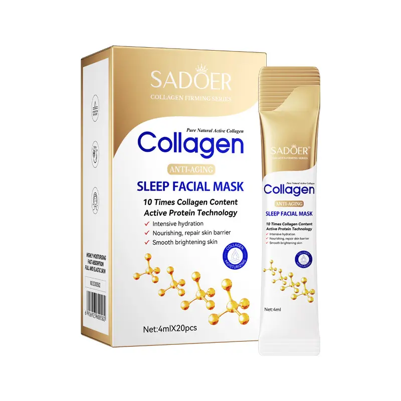 Collagen Sleep Mask 4mlx20pcs, Hydrating & Moisturizing, Overnight Facial Repair, No Rinse, Easy Absorption, Non-Irritating, Unisex, Portable, Facial Masks, Sleeping Masks