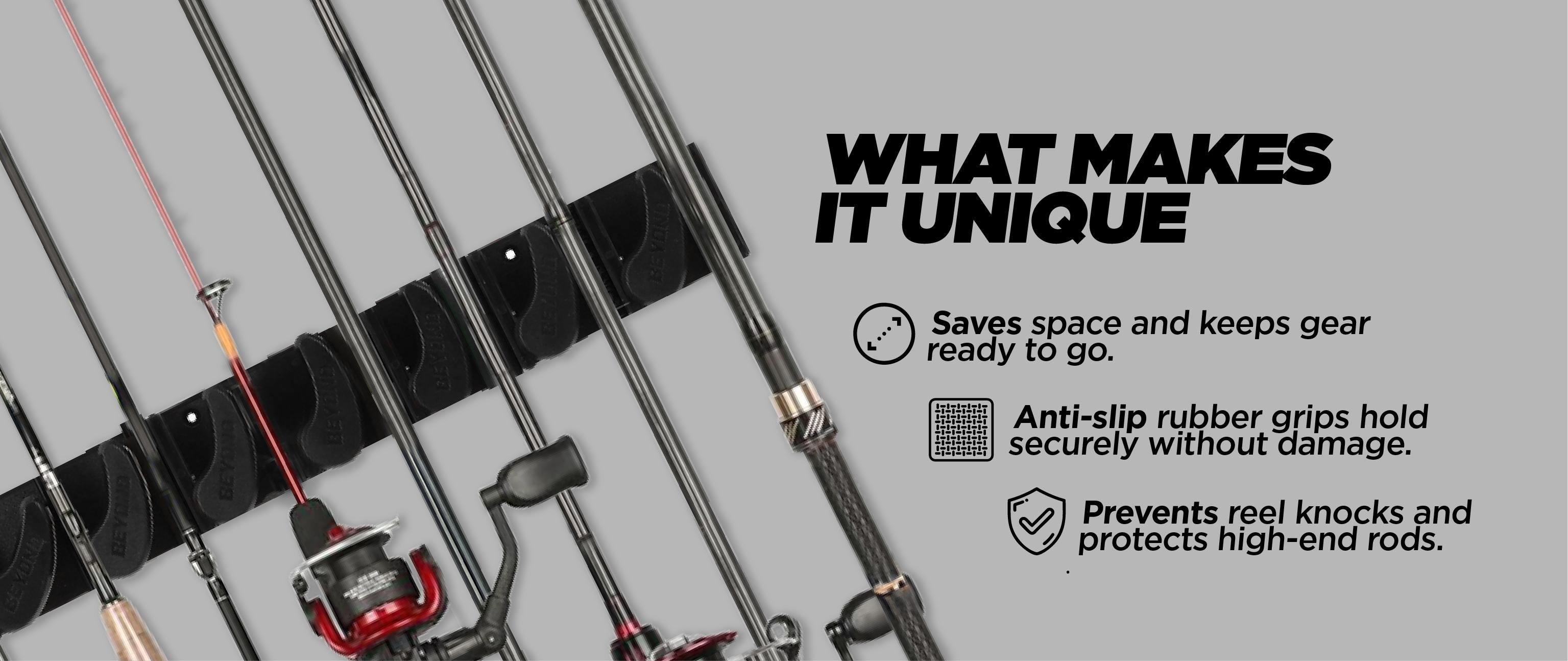 Beyond Fishing GripLock Vertical Fishing Rod Rack – Wall-Mounted Fishing Rod Holder for Garage – Stores Up to 9 Rods or Combos –Space-Saving Durable Fishing Rod Holders for Serious Anglers Beyond Fishing GripLock Vertical Fishing Rod Rack – Wall-Mounted Fishing Rod Holder for Garage – Stores Up to 9 Rods or Combos –Space-Saving Durable Fishing Rod Holders for Serious Anglers