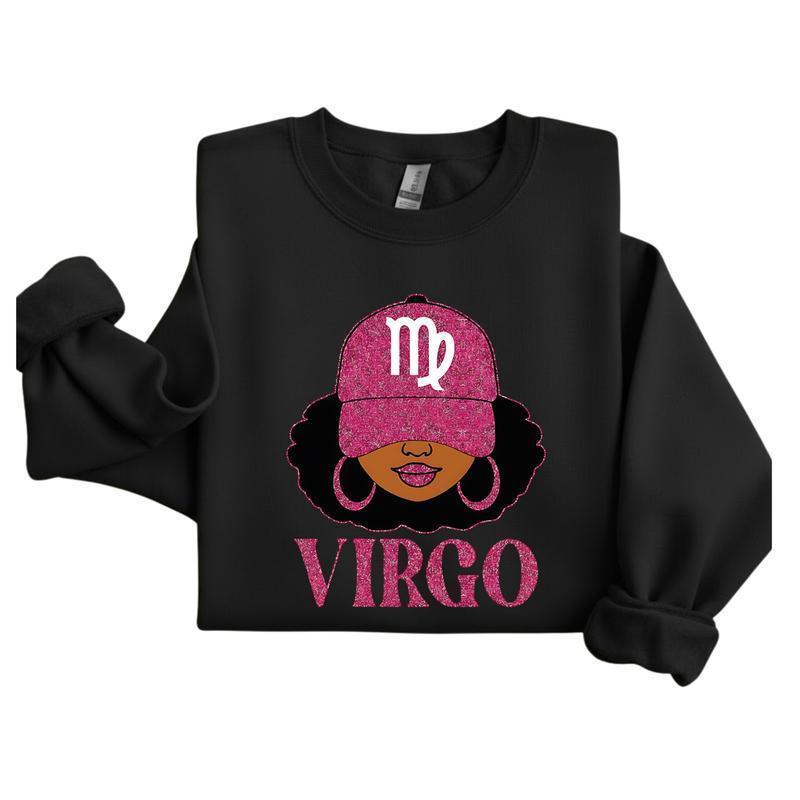 All 12 Zodiac Slay Girl Sweatshirt, Glitter Astrology Hat Graphic for Adults, Full Horoscope Star Sign Collection with Bold Zodiac Letter Design, Unisex Astrology Gift for Men And Women - AG
