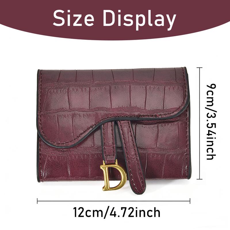 Crocodile Embossed Wallet with Gold Charm Women's PU Leather Card Holder Clutch Stylish Compact Wallet for Daily & Casual Use Burgundy