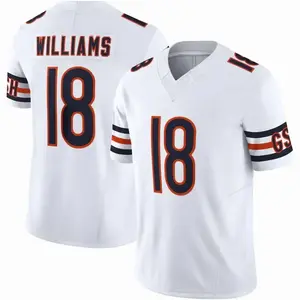 Football Season 25-26 Men's #18 Williams White Jersey New Tee, Lets Go Bearz America Game Day Football Jersey