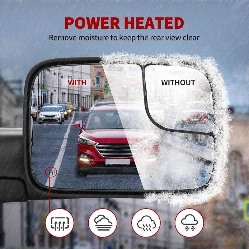 YITAMOTOR Towing Mirror Compatible with Tacoma 2005-2015 - Black, Power Adjusted Heated Manually Folding Side Mirror Car Accessories