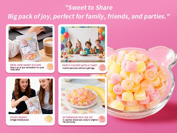 【NewYearDessert】Milky Wax Bottle Candy Drinks 12oz Pack, Filled with Flavored Syrups (Banana, Strawberry, cantaloupe) Oodles Viral Wax Candy Gift, Old-School Fashion Candy, ASMR Bonbon Fruity Snacks, 55-60 Pieces, Retro Party Treats Gift