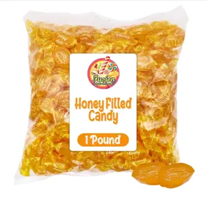 Honey Filled Hard Candy - Individually Wrapped Honey Hard Candy - 1 Pound Bulk Bag (Approx. 90 Pieces) - Soft Honey Center