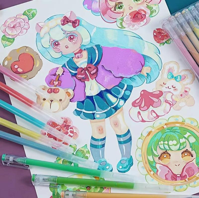 Vibrant gel pen sets (45/72/99/168 pens) with case. Perfect for diaries, cards, DIY, drawing, graffiti, scrapbooking—versatile art supplies.